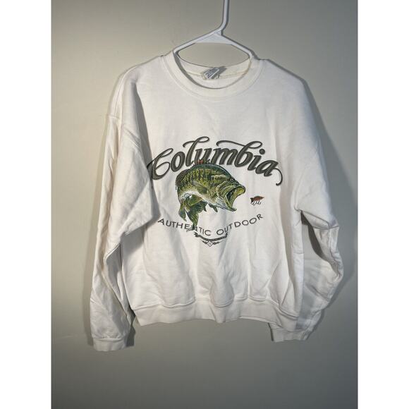 Vintage Columbia Sweatshirt Men’s Size Large 90s Pullover Athletic Bass Fish - Picture 1 of 9